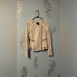 Marissa Webb Blush Nude Shane Leather Peplum Jacket